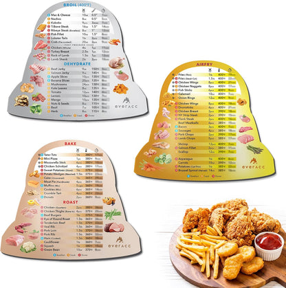 Air Fryer Magnetic Cheat Sheet Set, Instapot Air Fryer Accessories Cooking Times Chart, Instant Pot Airfryer Oven Frying Guide Cookbook Magnets (Metallic)
