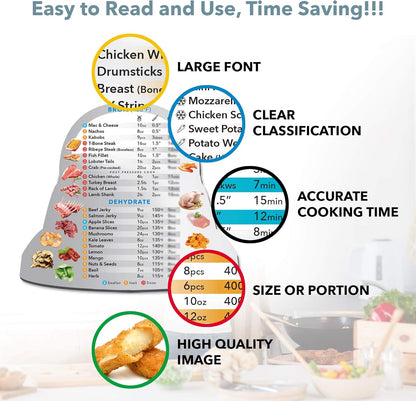 Air Fryer Magnetic Cheat Sheet Set, Instapot Air Fryer Accessories Cooking Times Chart, Instant Pot Airfryer Oven Frying Guide Cookbook Magnets (Metallic)
